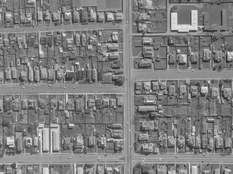 407-409 Armagh Street from the air, 1960-1964