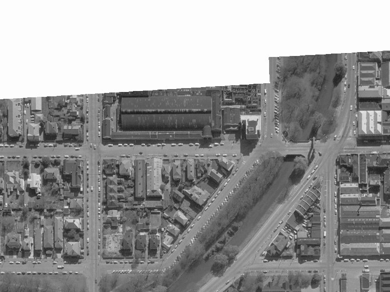 55–61 Cashel Street from the air, 1960-1964
