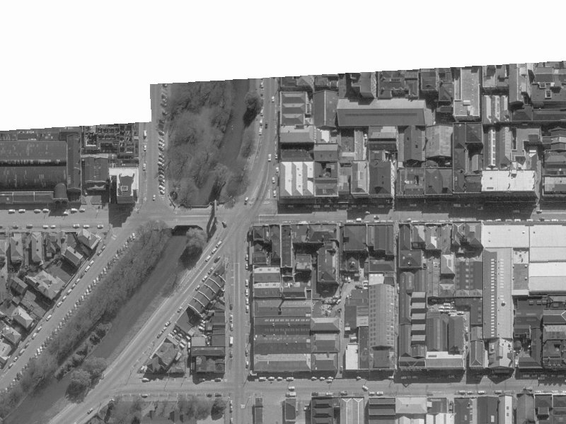 70–74 Cashel Street from the air, 1960-1964