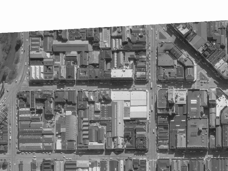 109-111 Cashel Street from the air, 1960-1964