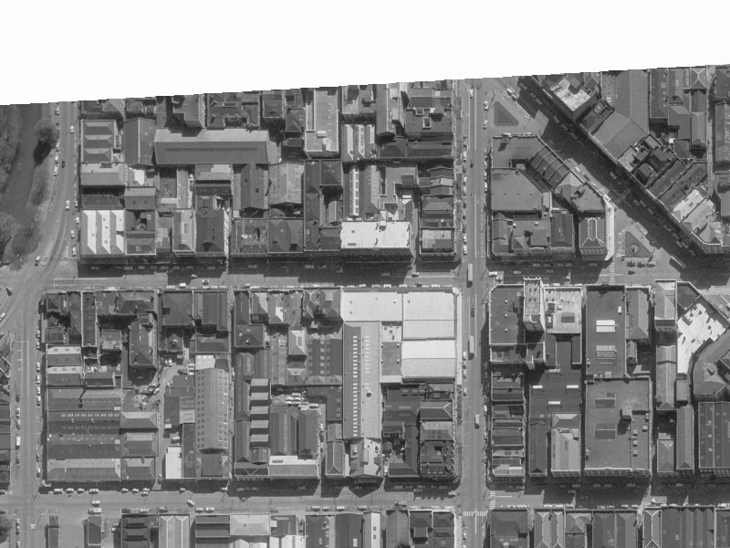 98–142 Cashel Street from the air, 1960-1964