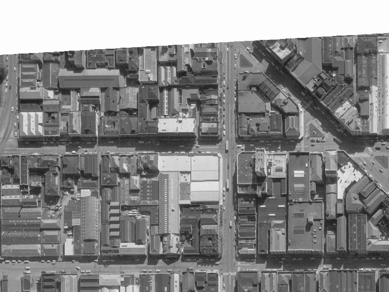 91–119 Cashel Street from the air, 1960-1964