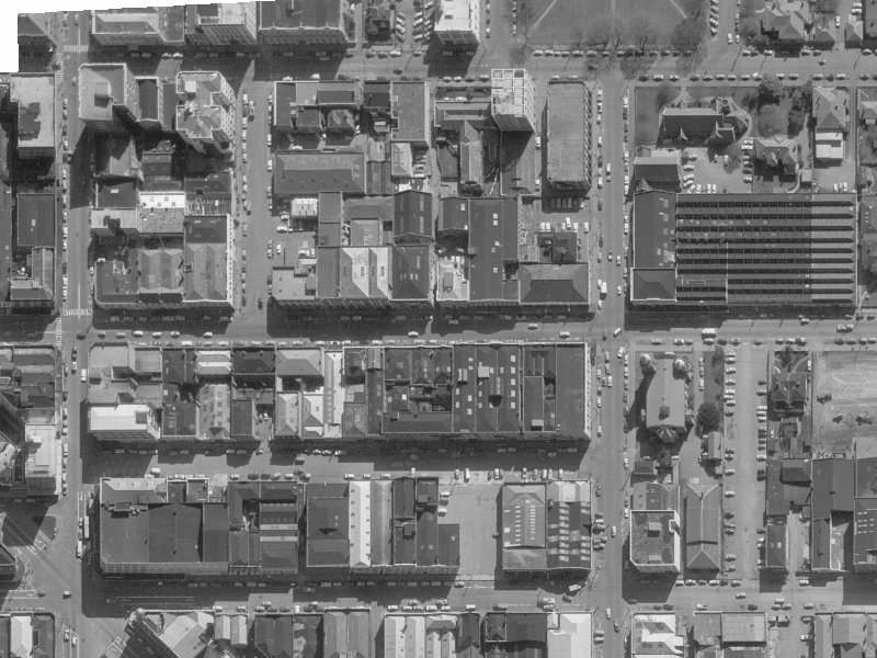 207 Cashel Street from the air, 1960-1964