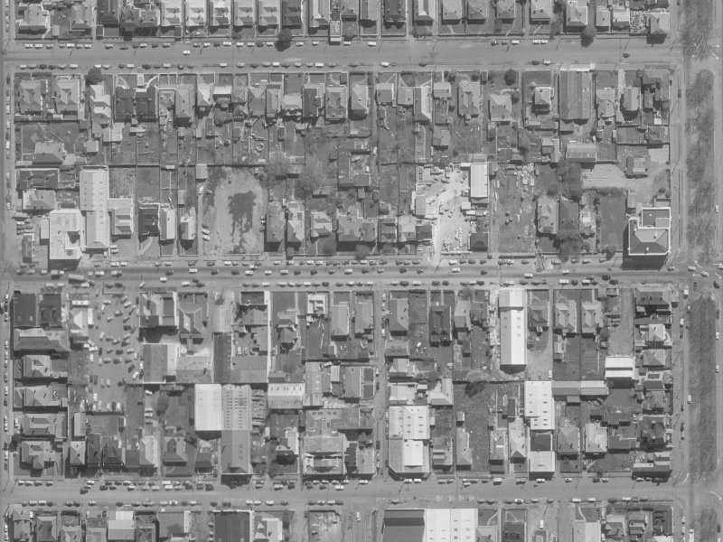 303 Cashel Street from the air, 1960-1964