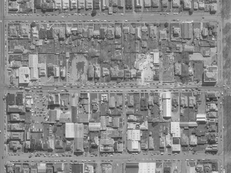 333A Cashel Street from the air, 1960-1964