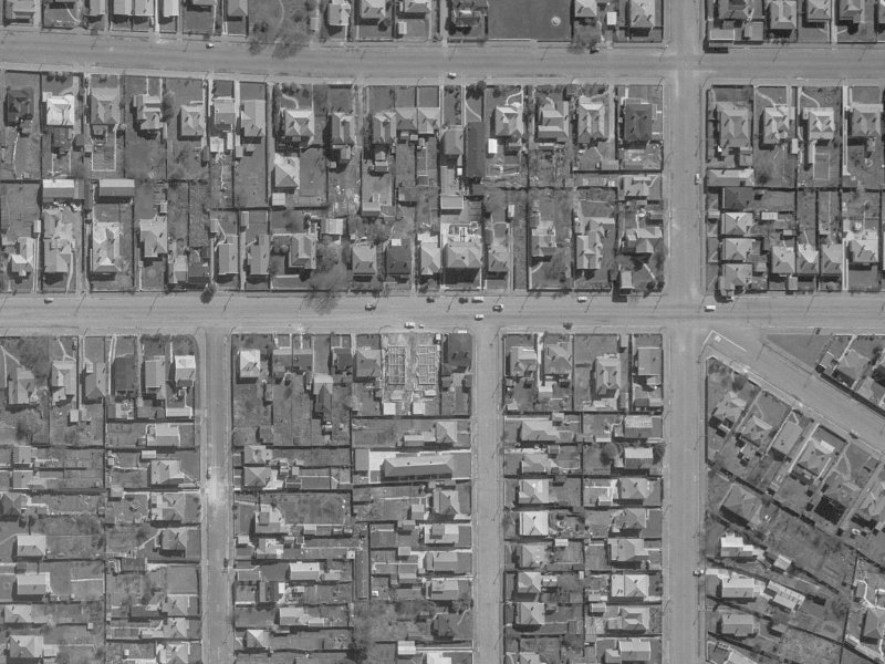 502-508 Cashel Street from the air, 1960-1964