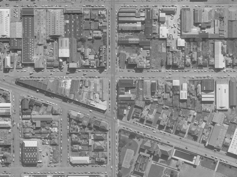 176-174 Barbadoes Street from the air, 1960-1964