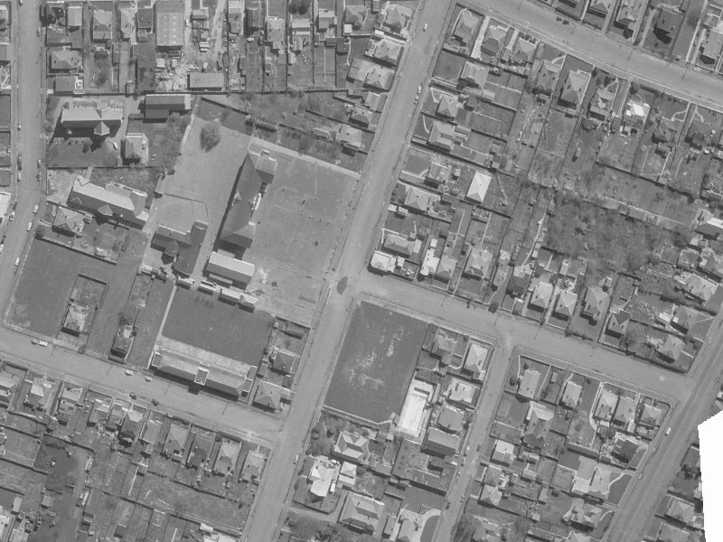 1-3 Cross Street from the air, 1960-1964