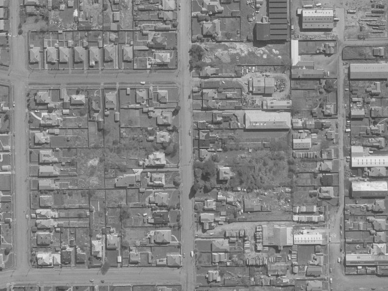 122-128 Antigua Street from the air, 1960-1964