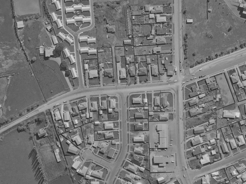 90–100 Greenhaven Drive from the air, 1970-1974