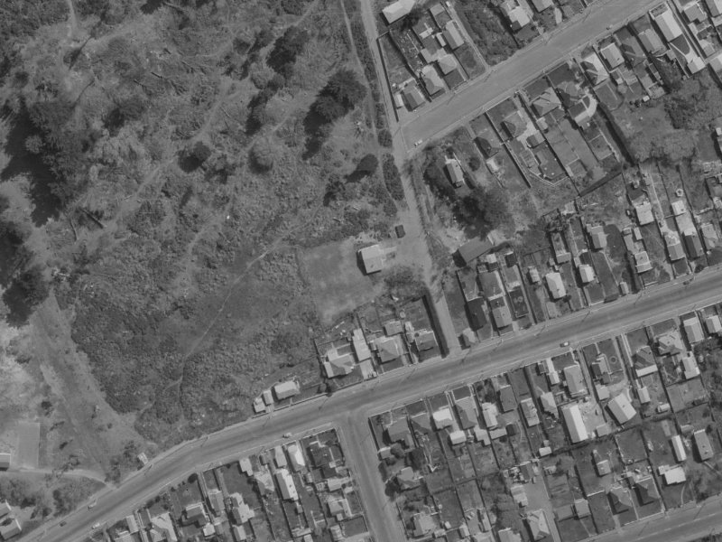 83A Cygnet Street Behind On Richards Walkway from the air, 1970-1974