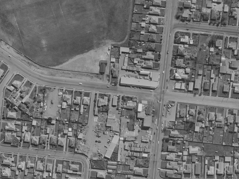 239-251 Travis Road from the air, 1970-1974
