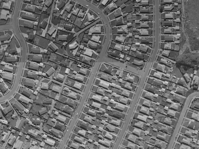 25-37 Dunster Street from the air, 1970-1974