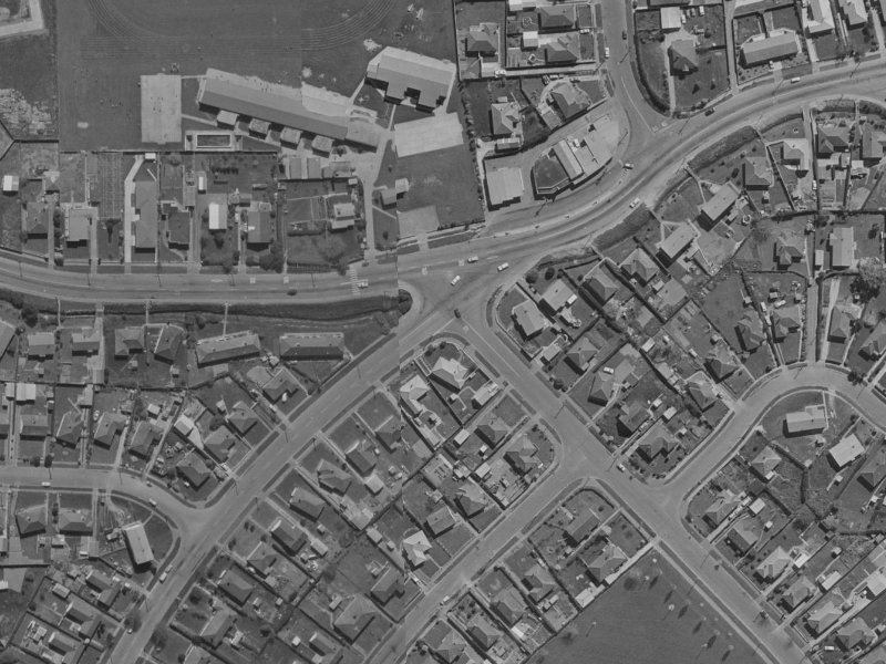 Akaroa Street from the air, 1970-1974