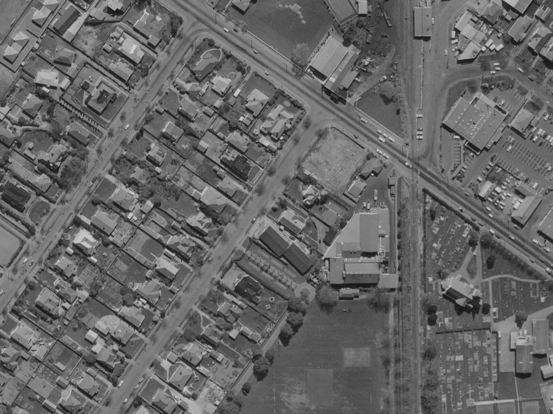 126 Saint James Avenue from the air, 1970-1974
