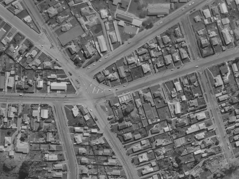 154-158 Bowhill Road from the air, 1970-1974