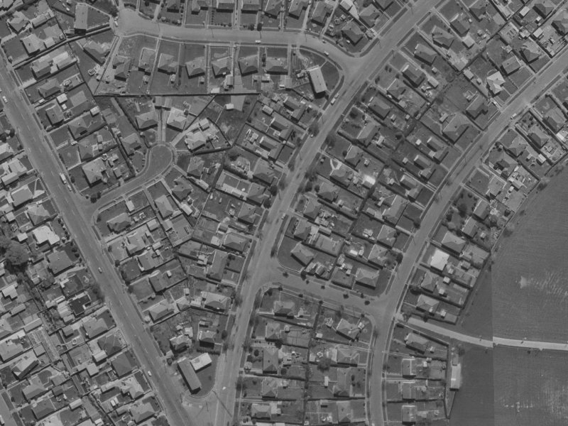 Akaroa Street from the air, 1970-1974