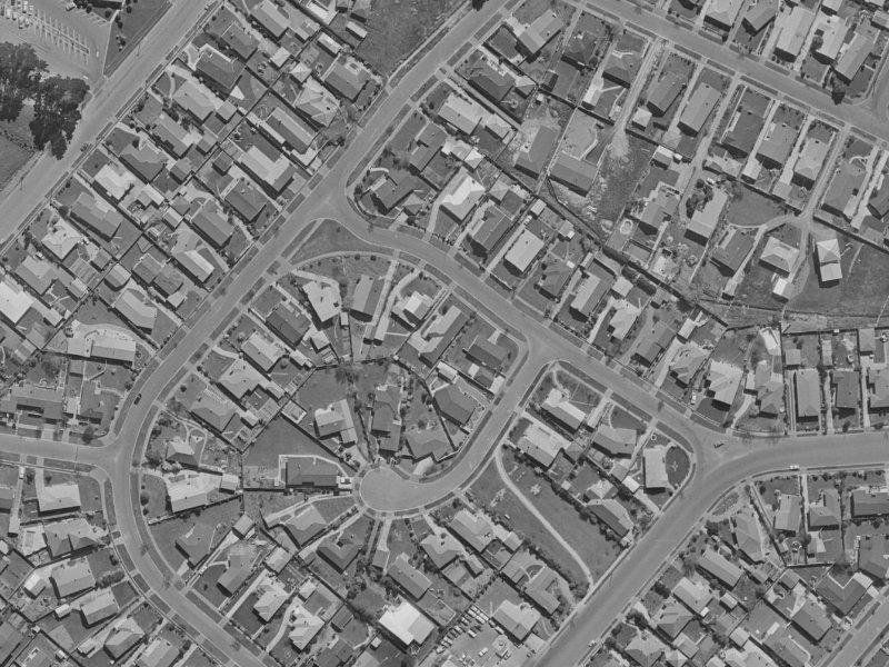 44 Burnside Crescent from the air, 1970-1974