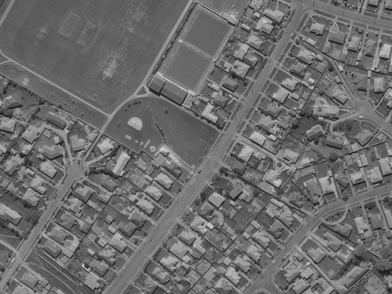 43–49 Jennifer Street from the air, 1970-1974