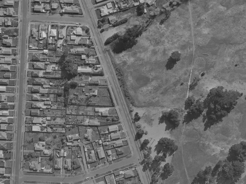 191-195 Keyes Road from the air, 1970-1974