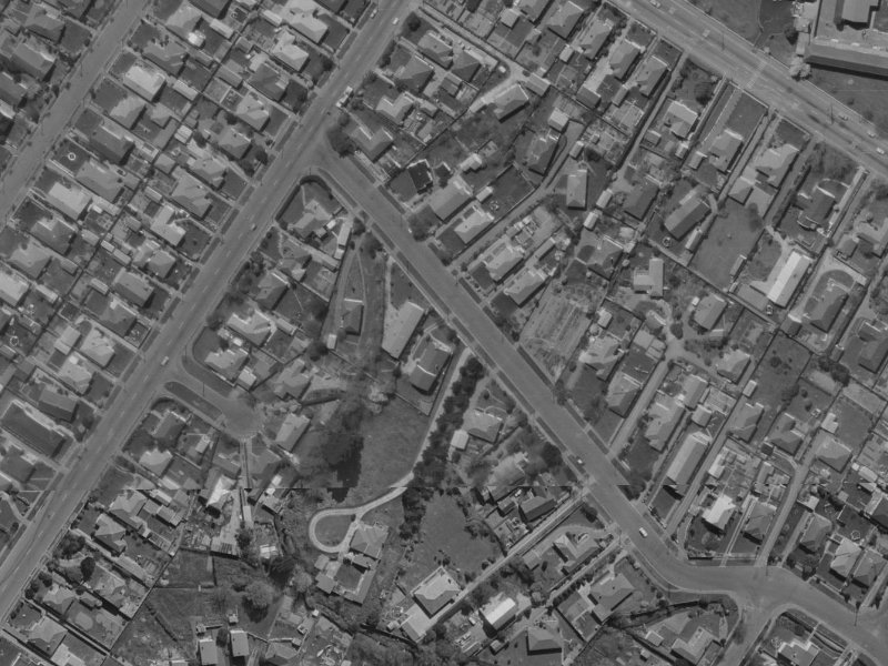 151 Brookside Terrace from the air, 1970-1974