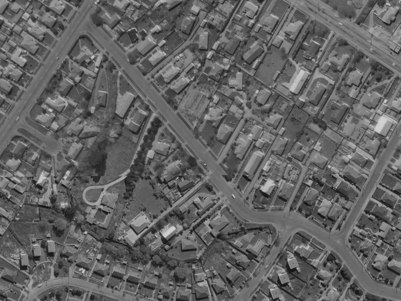 136A Brookside Terrace from the air, 1970-1974