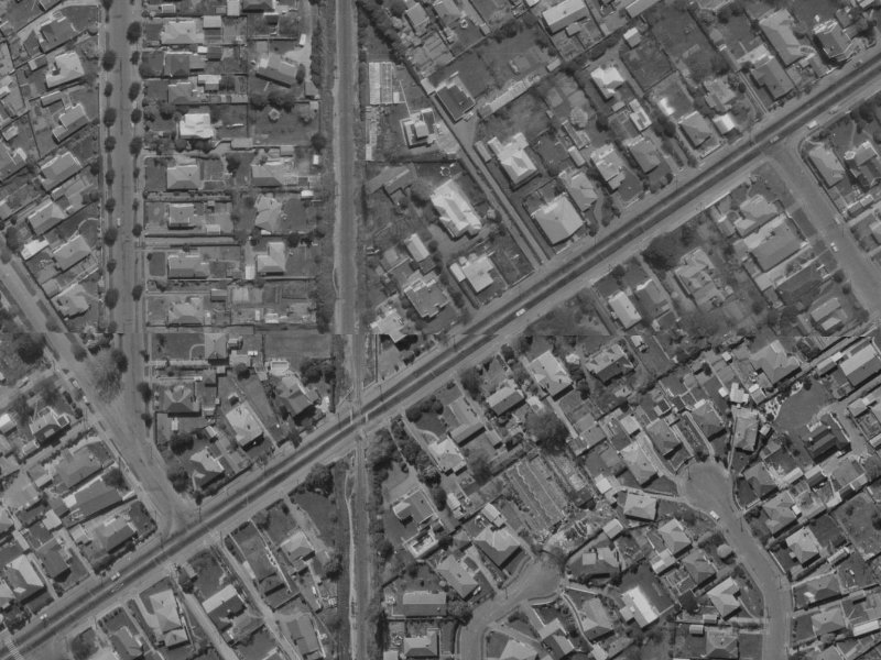 135 Blighs Road from the air, 1970-1974