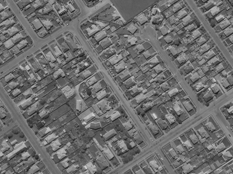 118 Francis Avenue from the air, 1970-1974