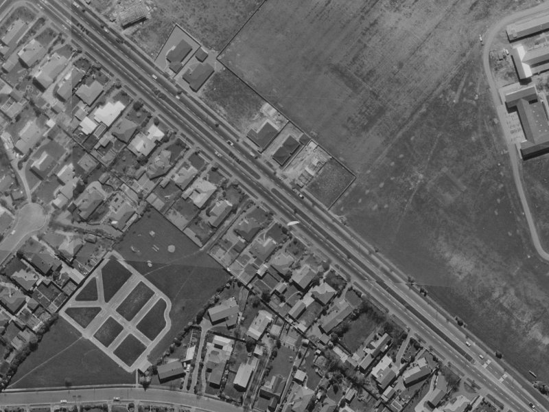201–205 Memorial Avenue from the air, 1970-1974