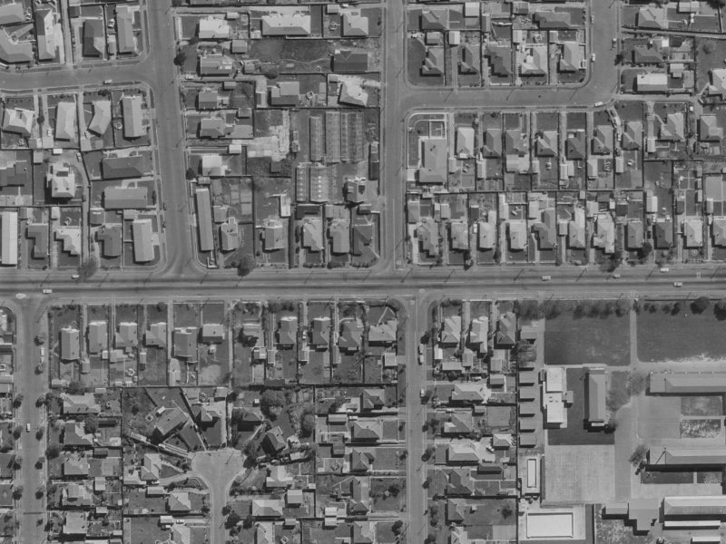 49-51 Shirley Road from the air, 1970-1974