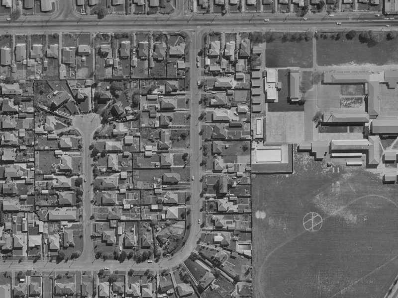 93-97 Warden Street from the air, 1970-1974