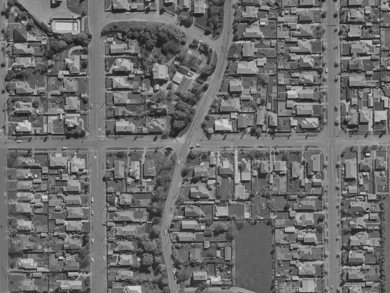 48-54 Warden Street from the air, 1970-1974