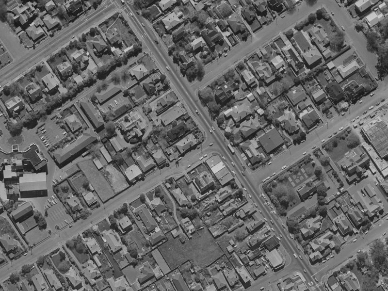 153-163 Leinster Road from the air, 1970-1974