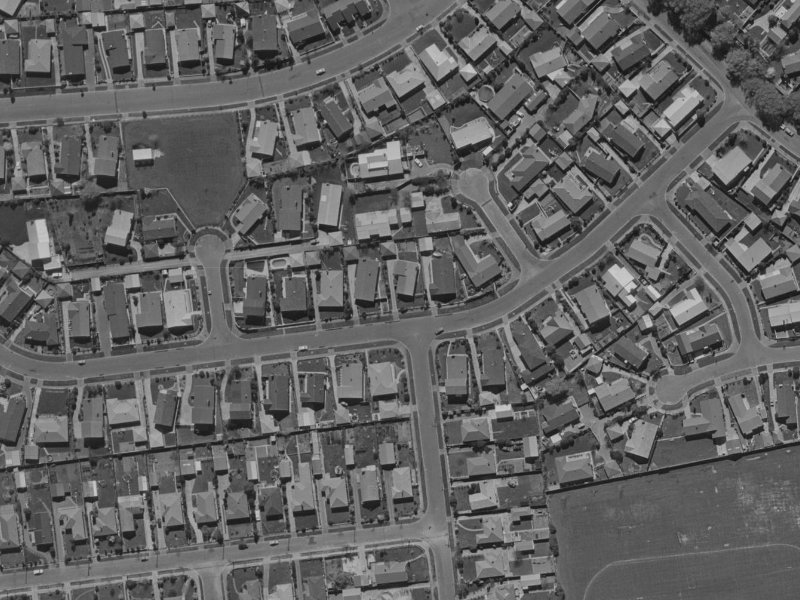 Raxworthy Street from the air, 1970-1974
