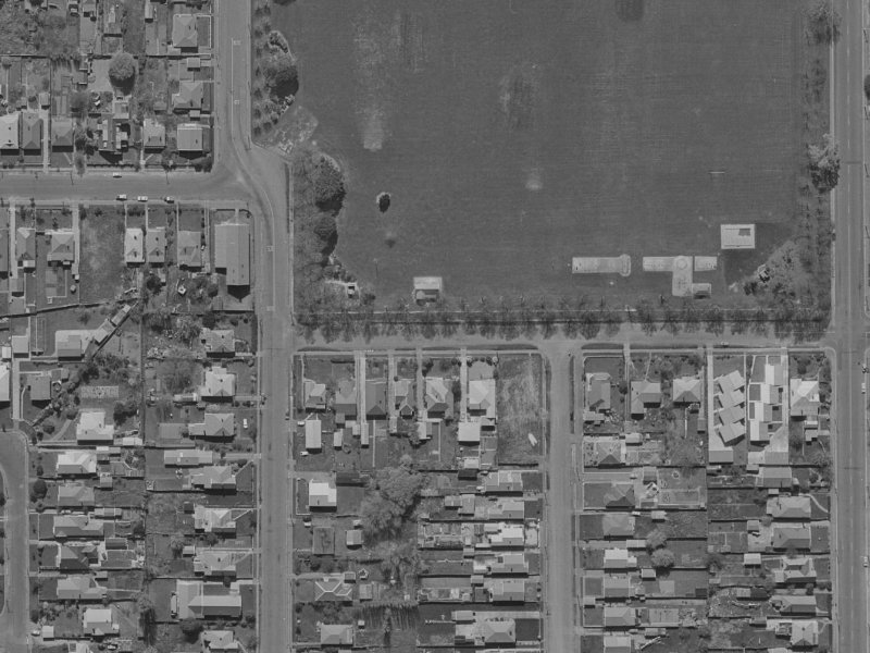 36-44 Edward Avenue from the air, 1970-1974