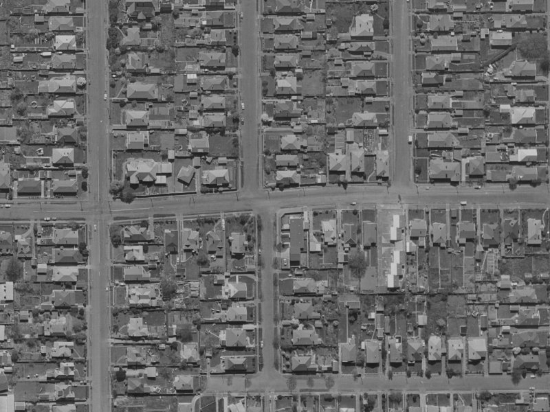 120 Edward Avenue from the air, 1970-1974