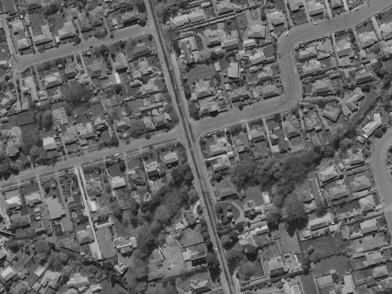 205–213 Clyde Road from the air, 1970-1974
