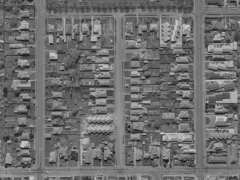 Allard Street from the air, 1970-1974