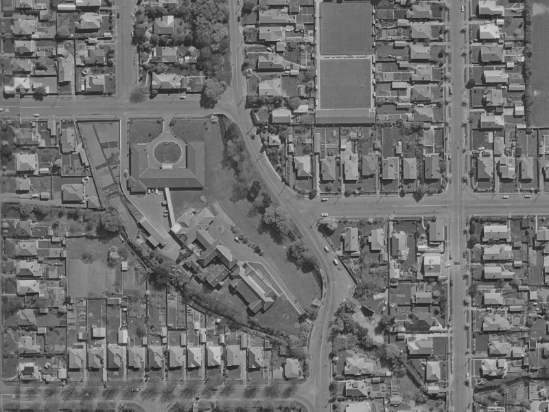 75–87 Stapletons Road from the air, 1970-1974