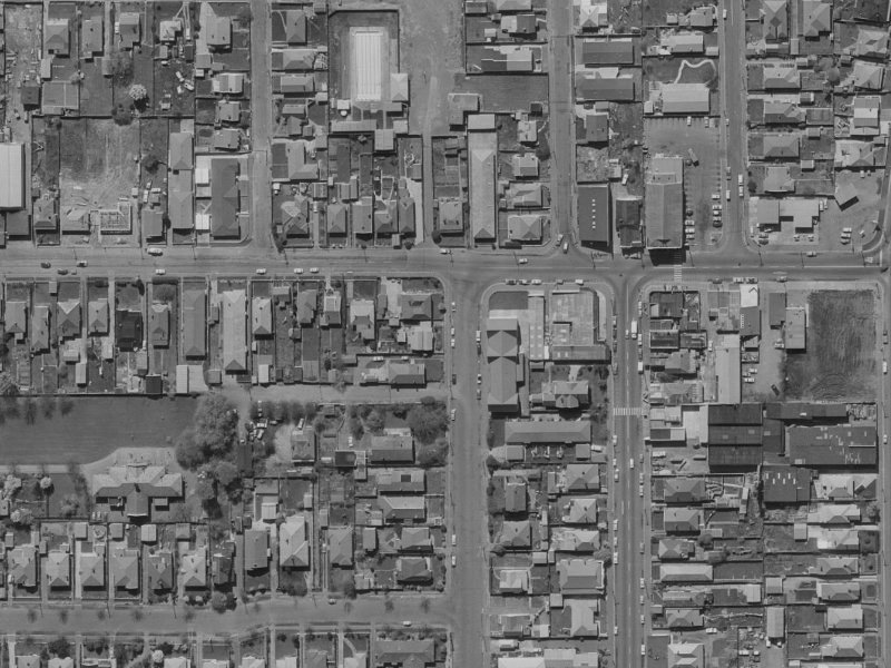 1066 Colombo Street from the air, 1970-1974