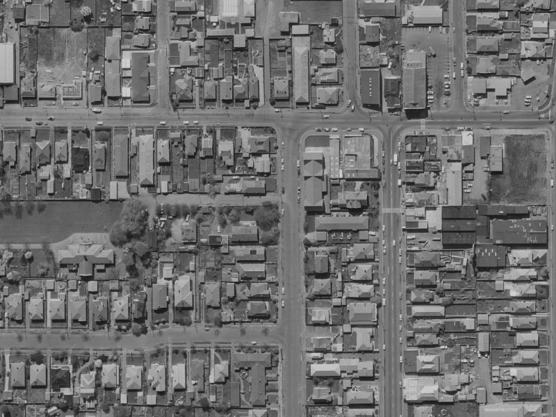 1066-1050 Colombo Street from the air, 1970-1974