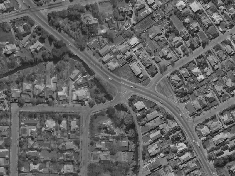 129–135 Rossall Street from the air, 1970-1974