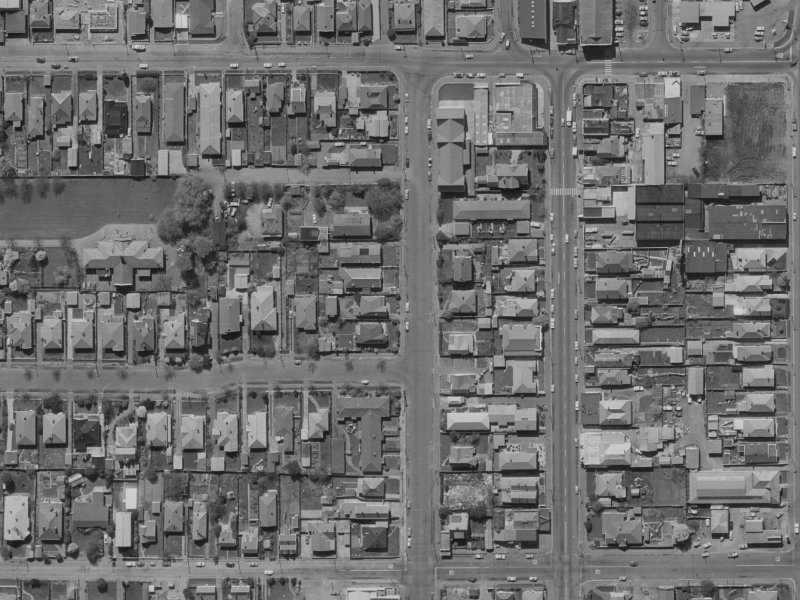 1051 Colombo Street from the air, 1970-1974