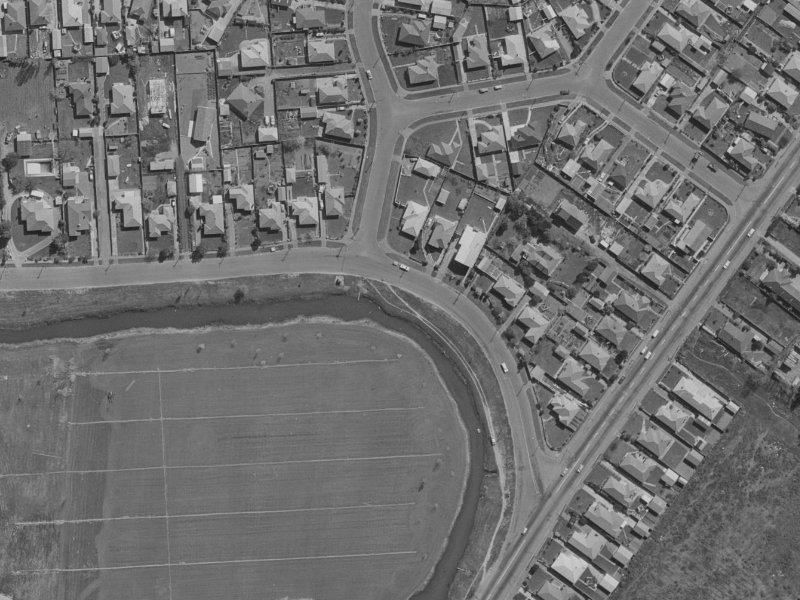 912 Avonside Drive from the air, 1970-1974