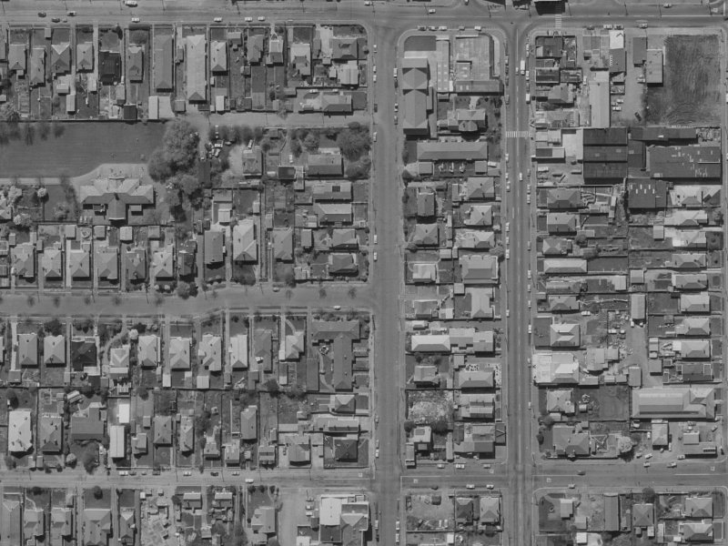 1048 Colombo Street from the air, 1970-1974