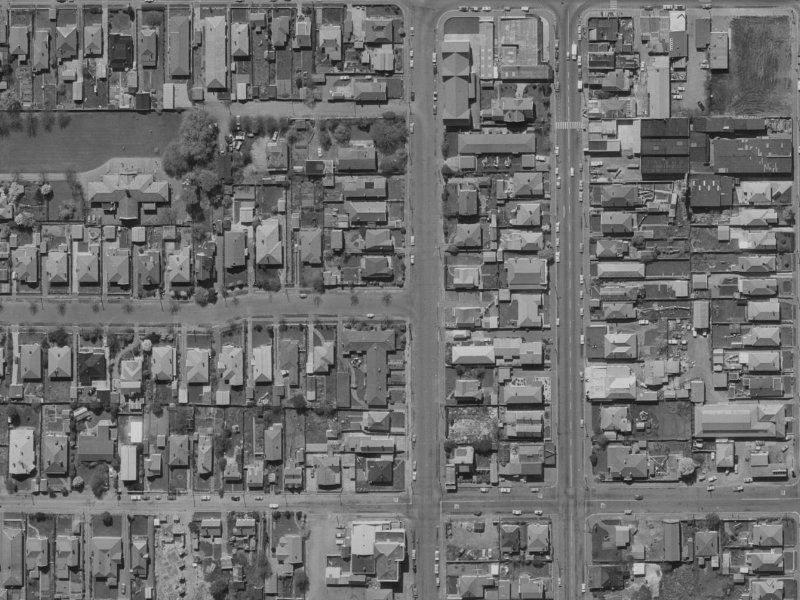 1044 Colombo Street from the air, 1970-1974