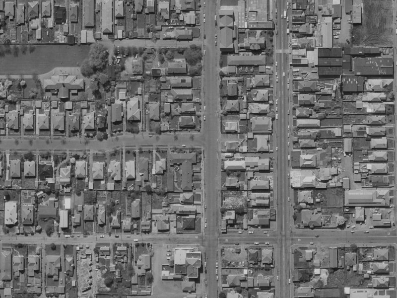 1042 Colombo Street from the air, 1970-1974