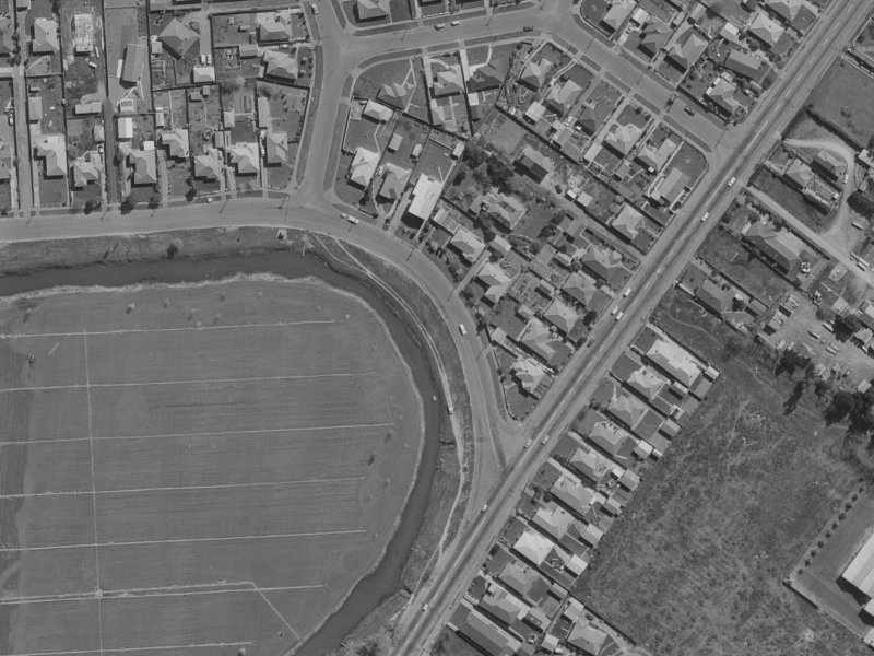 906 Avonside Drive from the air, 1970-1974