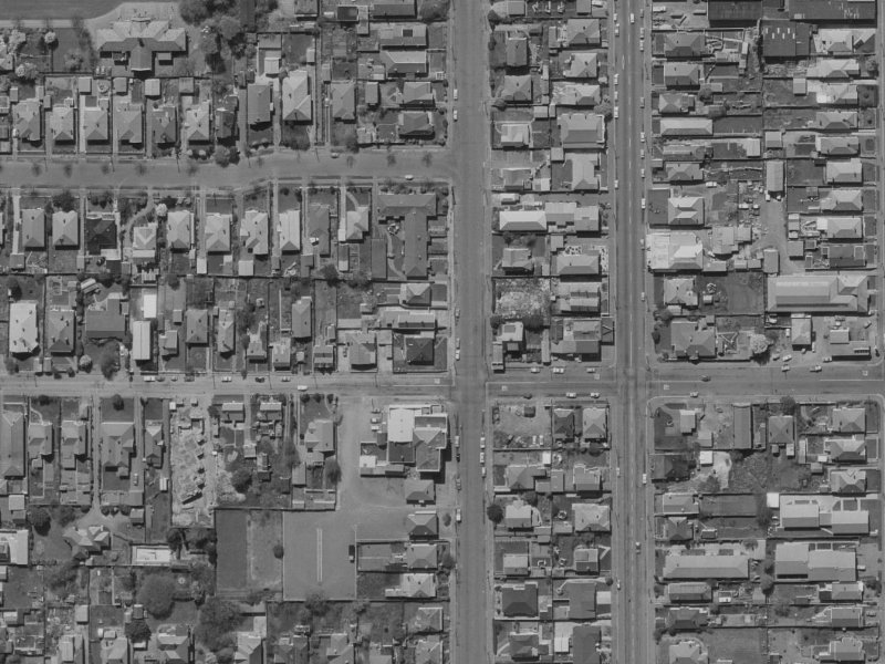1032 Colombo Street from the air, 1970-1974