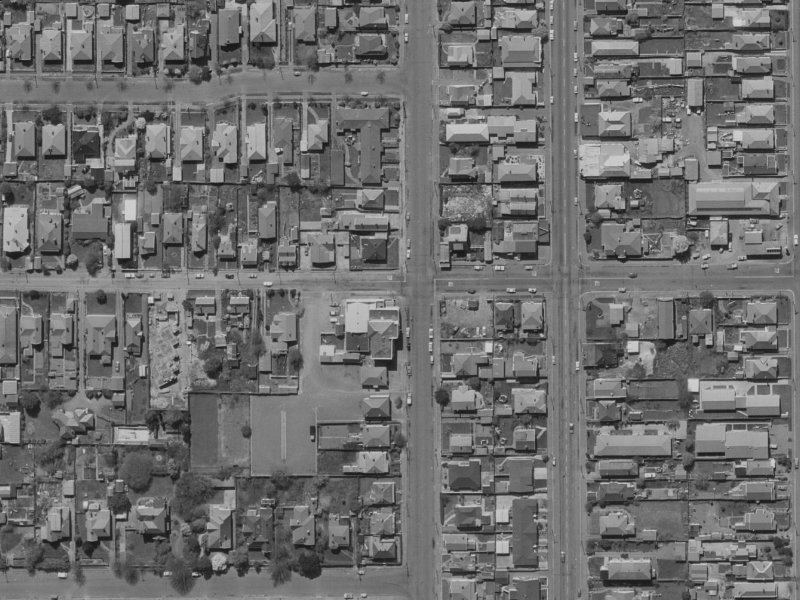 1023 Colombo Street from the air, 1970-1974